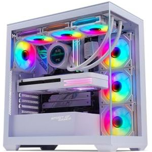 Spirit of Gamer - Spark Artic, PC gaming behuizing aquarium RGB, ATX/MATX/MITX compatibel, incl. 6 x 120 mm ARGB ventilator, lege mid-tower gaming met 4 mm gehard glas voorkant en lateraal gezicht