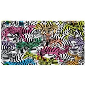 VAPOKF Naadloze kleurrijke zebra keukenmat, antislip wasbaar vloertapijt, absorberende keukenmatten loper tapijten voor keuken, hal, wasruimte