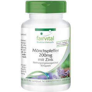 Fairvital | Monnikspeper 200mg met zink - kwartaal voorraad - HOOG GEDOSEERD - VEGAN - 90 capsules - voedingssupplement menopauze