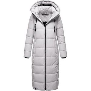 MARIKOO Nadeshikoo XVI winterjas voor dames, warme gewatteerde jas, lang, met afneembare capuchon, XS-5XL, lichtgrijs, M