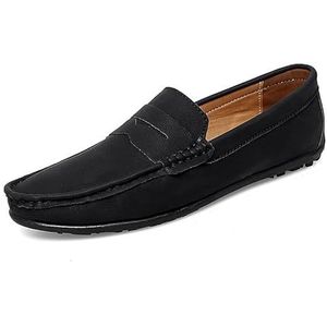 Comodish Loafers For Men Vegan Leather Penny Driving Loafers Solid Color Resistant Flexible Lightweight Fashion Slip On (Color : Zwart, Size : 39 EU)
