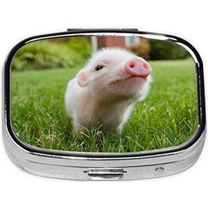 Ondeugend Varken Vierkante Pillendoos, Pil Dispenser Doos Kabeljauwlever Olie Doos Vitamine Pil Doos Patiënt Pillendoos