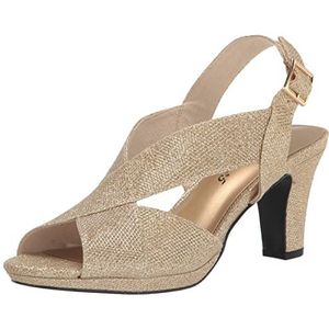 Easy Street Women's Christy Heeled Sandal, Gold Glitter, 9 Narrow