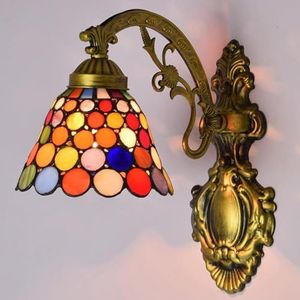 Tiffany Stijl Wandlamp, Landelijke Stijl Wandlamp, Retro Wandlamp, Glas In Lood Decoratieve Gesneden Patroon Wandlamp