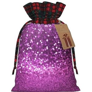 Sprankelende paarse glitter herbruikbare geschenktas-trekkoord kerstcadeau tas, perfect voor feestelijke seizoenen, kunst & ambachtelijke tas
