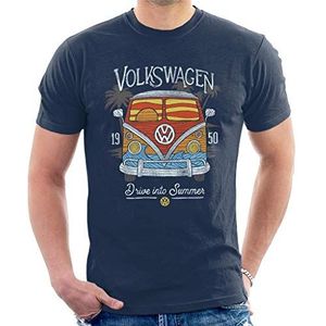 Volkswagen Drive Into Summer T-shirt voor heren, marineblauw, L