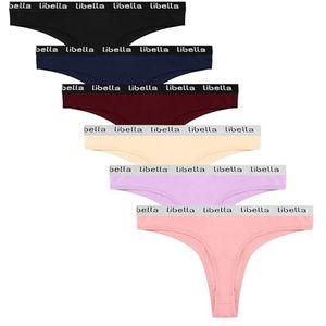 Libella Set van 6 string voor dames, katoen, levendige kleuren, sexy tangas, 3207, Veelkleurig -9, XL