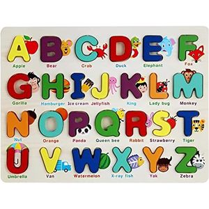 Alfanumerieke puzzel, vormpassende letterpuzzels, houten kinderleerpuzzels met afgeronde hoeken, letters Grappige puzzels, klein formaat vroeg leren alfabet speelgoed voor meisjes, jongens
