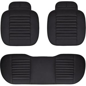 Beschermhoes Autostoel Aangepaste Lederen Autostoelhoesbeschermer 5-zits Universele Maat Kussenmat Mat Interieur Autoaccessoires(Black 5 Seat)