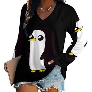 Pinguïn T-shirts voor dames, lange mouwen, V-hals, herfst, tops, trui, tuniek, T-shirt voor leggings