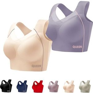 Houdingcorrigerende Push-up Bh Voor Oudere Vrouwen, Volle Cup, Grote Maat, Ademend En Naadloos(Silver Gray+nude,6X-Large)