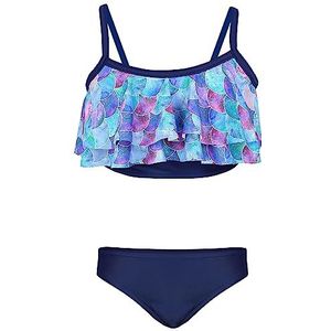 Aquarti Meisjes Bikini Set Bustier Bikini Brief Tweedelig Badpak Zwempak, 030A met Ruches/Zeemeermin/Paars/Donkerblauw, 134