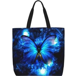 EdWal Boek Kamer Mysterieuze Bibliotheek Print Lichtgewicht Reizen Tote Bag,Casual Schoudertas Shopper Handtas Werk Tote Bag, Blauwe Vlinder1, Eén maat