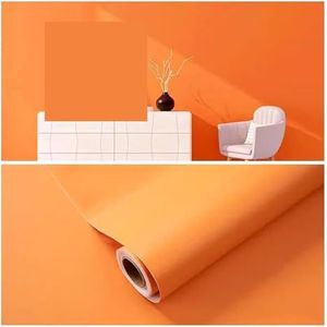 Zelfklevend behang slaapkamer behang, Zelfklevend behang, zelfklevend en plakbaar behang, zelfklevend verwijderbaar behang, effen gekleurd behang for wandbekleding(Orange,0.6x20m)