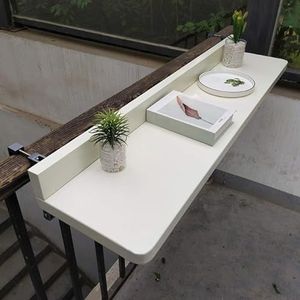 ZENCIX Balkonreling tafel, outdoor bijzettafels, verstelbaar terras tuintafel, computer eetkamer bar tafel, wit