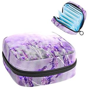 lavendel liefde, Periode Pouch Draagbaar,Tampon Opbergtas,Tampon Houder voor Portemonnee Vrouwelijke Product Organizer, Meerkleurig, 4.7x6.6x6.6 in/12x17x17 cm