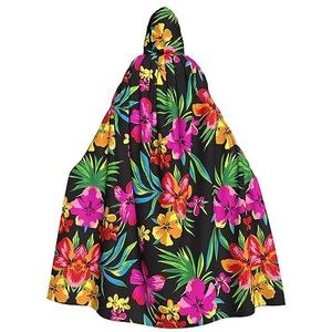 OPSREY Hawaiiaanse bloem bedrukte volwassen capuchon poncho mantel gewaad feest decoratie poncho