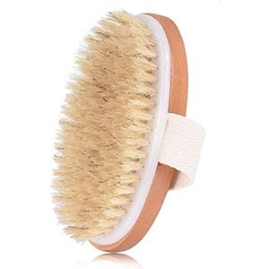 JINGYAN Gootsteenafvoerstopper Bristles Dry Body Brush Wooden Oval Shower Bath Brushes Exfoliating Massage Cellulite Treatment Blood Circulation