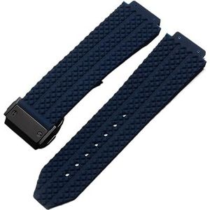 Horlogeband geschikt for Hublot Big Bang Siliconen 24mm 26mm Waterdichte Mannen Horlogeband Ketting Horloge Accessoires Rubber Horloge Armband Ketting (Color : Blue-Black Clasp, Size : 26mm)