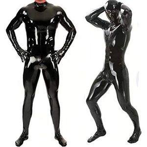 Sjpker-n1 Sexy Latex Strakke Rits Van Heren Jumpsuit-Rubberen Kleding Met Kruis Rits (Maat: XL)