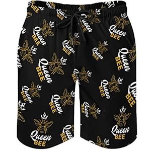 Queen Bee Zwembroek voor heren, bedrukte boardshorts, strandshorts, badmode, badpakken met zakken, XL