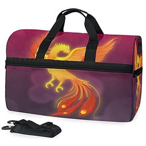 Sport Zwemmen Gymtas met Schoenen Handgetrokken Fire Phoenix Compartiment Weekender Duffel Reistassen Handtas voor Vrouwen Meisjes Mannen