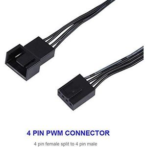 Eboxer 5 stuks 4-pins ventilator power verlengkabel, PWM aansluitdoos ventilatorverlengkabel voor computer