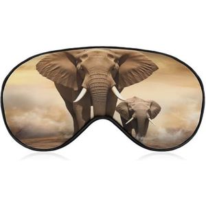 Olifant en baby olifant oogmasker, zijslaapmasker, licht blinddoek, slaapmasker, neuskussen en elastische band voor kinderen, vrouwen en mannen