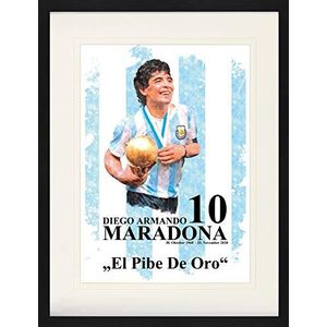 1art1 Voetbal Poster Diego Armando Maradona Ingelijste Foto Met Passepartout | Muur Foto's | In Een Fotolijstje 80x60 cm