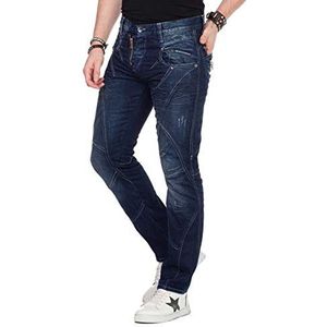 Cipo & Baxx Jeans voor heren, slim fit, stijlvol, regular skinny design, jeansbroek voor heren, blauw, 33W x 34L