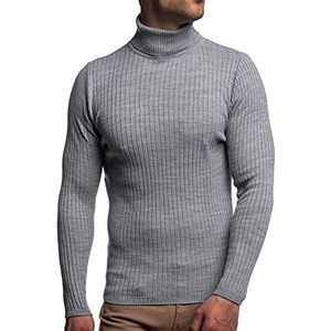 Karl´s People Heren coltrui heren Rolli S-5 XL • Coltrui voor heren met strepenpatroon • Aangename pullover voor heren met lange mouwen K-107, grijs, L