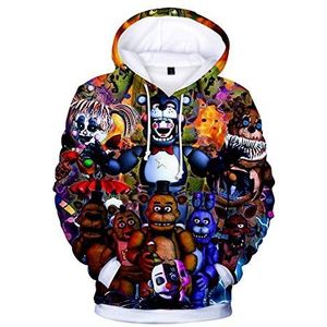 FNAF Hoodie voor kinderen, volwassenen, 3D-print, vijf nachten bij Fre-ddy's hoodies nachtmerrie Fre-ddy kostuum trui sweatshirt jas voor jongens meisjes 100-150 cm, type 1, 140