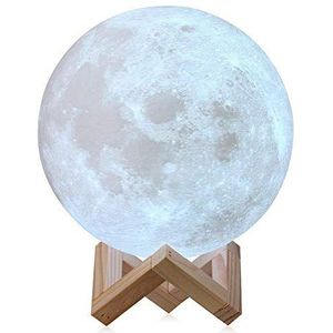 HpyAlwys Novelty 3D Full Moon Lamp LED Nachtlampje USB Oplaadbare Kleur Veranderende Bureau Tafel Licht Home Decor 8/10/12cm