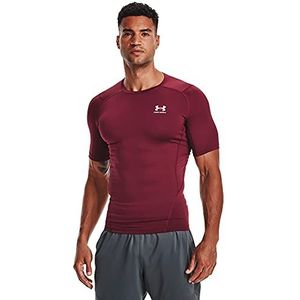 Under Armour HeatGear Compressieshirt, korte mouw, heren, kardinaalrood (625)/wit, maat L
