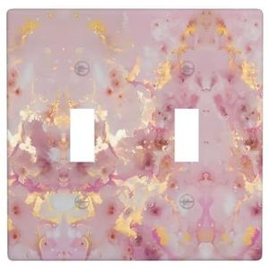 ZhaoYuGoods Roze Marmeren Textuur Print Muurplaat, Dubbele Toggle Lichtschakelaar Outlet Cover 2-Gang 11,4 cm x 11,4 cm, PC Decoratieve Voorplaat voor Thuis & Kantoor