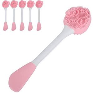 Moddermaskerborstel, draagbare compacte gezichtsreinigingsborstel voor thuishotel voor schoonheidssalon voor dames(Dubbelkoppig poederwit)