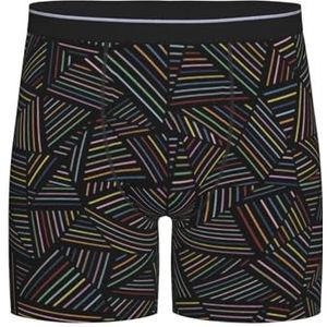 GRatka Boxer slips, heren onderbroek boxershorts, been boxershorts, grappig nieuwigheid ondergoed, geometrische lineaire regenboog 3D bedrukt, zoals afgebeeld, XXL