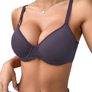 Vrouwen Dagelijkse BH's Ondersteuning Comfort Bralette Push-up Ondergoed Plus Size Verstelbare Bandjes T-shirt BH(Dark Gray,85D)