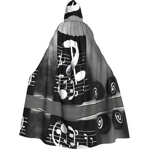 ZISHAK Zwart Wit Muzieknoot Unisex Vampier Cape voor Halloween Liefhebbers - Ongeëvenaarde Feestkleding Voor Mannen En Vrouwen