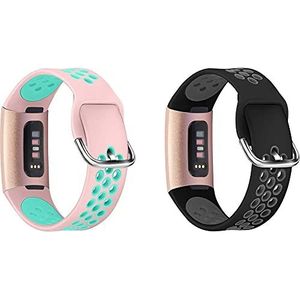 Chainfo Watch Strap compatibel met Fitbit Charge 4 / Charge 4 SE/Charge 3 SE/Charge 3, Soft Silicone Narrow Slim Sport Replacement Wristband for Smart Watch (2-Pack G)