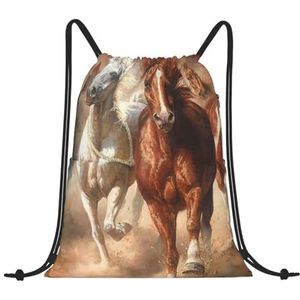 EgoMed Trekkoord Rugzak, Rugzak String Bag Sport Cinch Sackpack String Bag Gym Bag, Indiaanse Indiaanse paarden, zoals afgebeeld, Eén maat