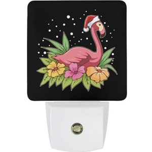 Leuke Kerst Flamingo Warm Wit Nachtlampje Plug In Muur Schemering naar Dawn Sensor Lichten Binnenshuis Trappen Hal
