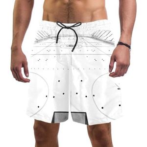 Heren boardshorts, ijshockeystadion, sneldrogende badmode, strand, vakantie, feest, bermuda, zwemmen, grote broek, IJshockey Stadion, XL