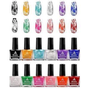 Biutee Stamping Lak set - 12 kleuren stempelnagellak, 6 ml stempelnagellak