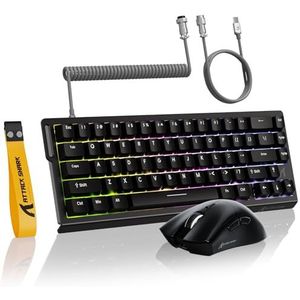 MAMBASNAKE ATTACK SHARK X68 HE Rapid Trigger-Toetsenbord, Draadloze R1-Gamingmuis en 8Khz-Spiraalkabelcombo's, 0,01mm RT-Nauwkeurigheid, 8Khz Bedraad Magnetisch Toetsenbord, voor PC/Mac - Zwart