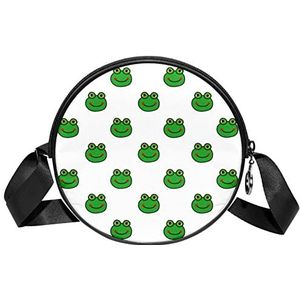 Messenger Bag Cartoon Kikkers Crossbody Tas voor Vrouwen Rond, Meerkleurig, 6.7x6.7x2.3 in, Sling Rugzakken