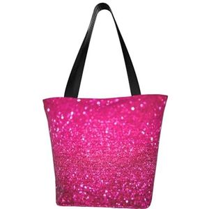 BeNtli Schoudertas, canvas tote grote tas dames casual handtas herbruikbare boodschappentassen, roze glitter, Zoals op de afbeelding., Eén Maat