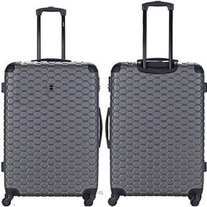 Luggage Hard Shell Case ABS Reizen Koffer 4 Wiel Spinner Trolley Bagage Tas Combinatieslot 4 Hoek Swivel Wielen, Grijs, 26 Inch 73 x 47 x 25 cm, 72L, 3.7 KG
