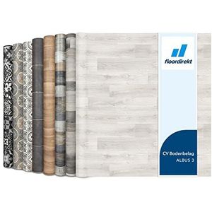 Floordirekt Albus 3 Pvc-vloerbedekking, per meter, vinylvloer, CV linoleum voor keuken en balkon, in houtlook, tegellook, steenlook, robuust en onderhoudsvriendelijk, 200 x 300 cm