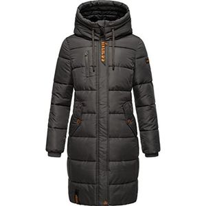 Marikoo Yuikoo Winterjas voor dames, warm, gewatteerd, lang, met capuchon, XS-XXL, antraciet, XL